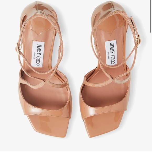 Jimmy Choo Azia 95 Ballet Pink Patent Leather Sandals - Picture 6 of 13